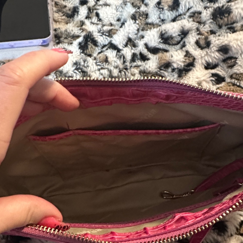 Brahmin Hot Pink Croc-Embossed Leather Shoulder Bag - Picture 8 of 15